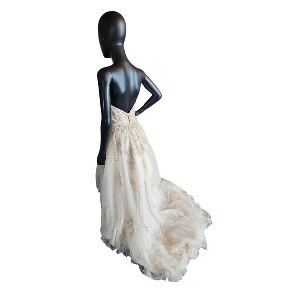 Champagne/Gold Embroidered High/Low Wedding Gown - Private Label by G - Picture 9 of 11